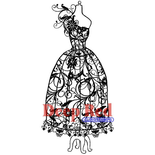 Deep Red Stamps Dress Form Wire Frame Rubber Stamp