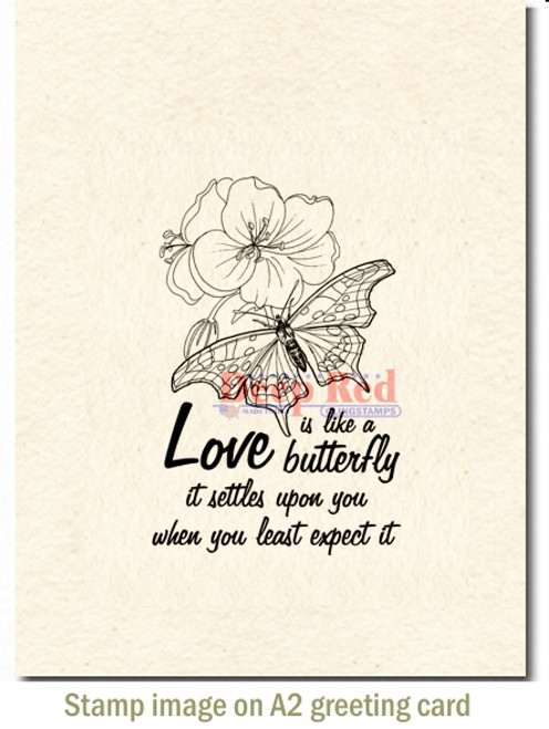 Love is Like a Butterfly Rubber Cling Stamp by Deep Red Stamps shown on A2 card