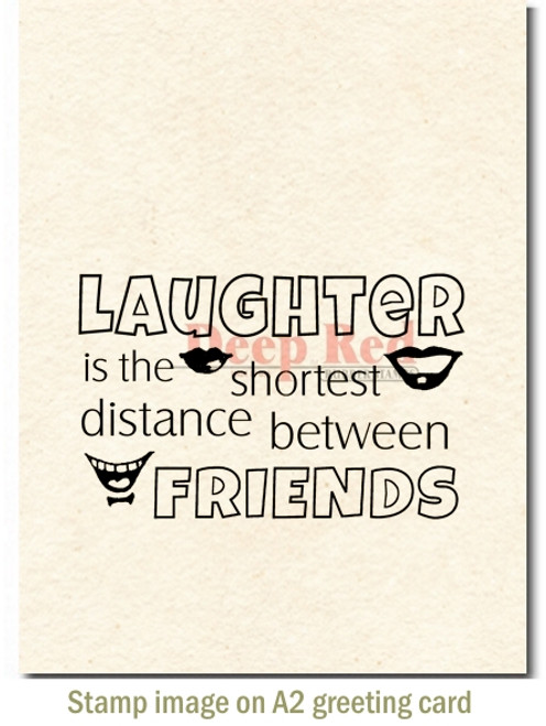 Laughter Between Friends Rubber Cling Stamp by Deep Red Stamps shown on A2 card