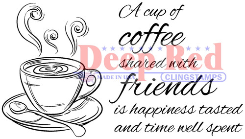 Coffee with Friends Rubber Cling Stamp by Deep Red Stamps