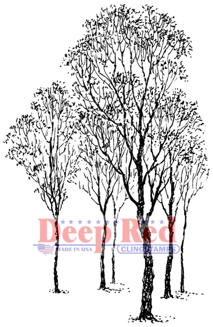 Winter Trees Rubber Cling Stamp by Deep Red Stamps