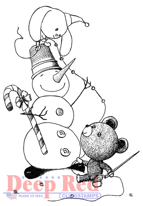 Snowman Garland Rubber Cling Stamp by Deep Red Stamps