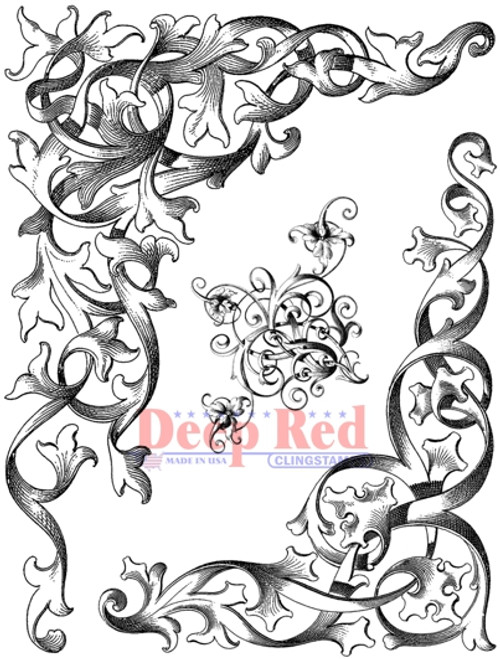 Wrought Iron Corners Rubber Cling Stamp by Deep Red Stamps