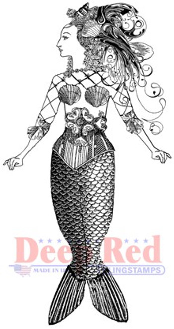Deep Red Stamps Altered Mermaid Rubber Cling Stamp