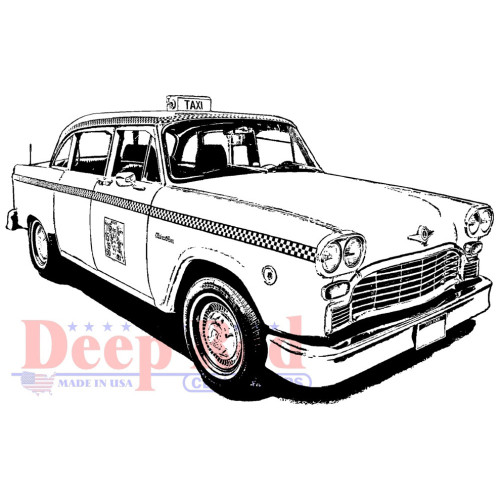 Classic Taxi Rubber Cling Stamp by Deep Red Stamps