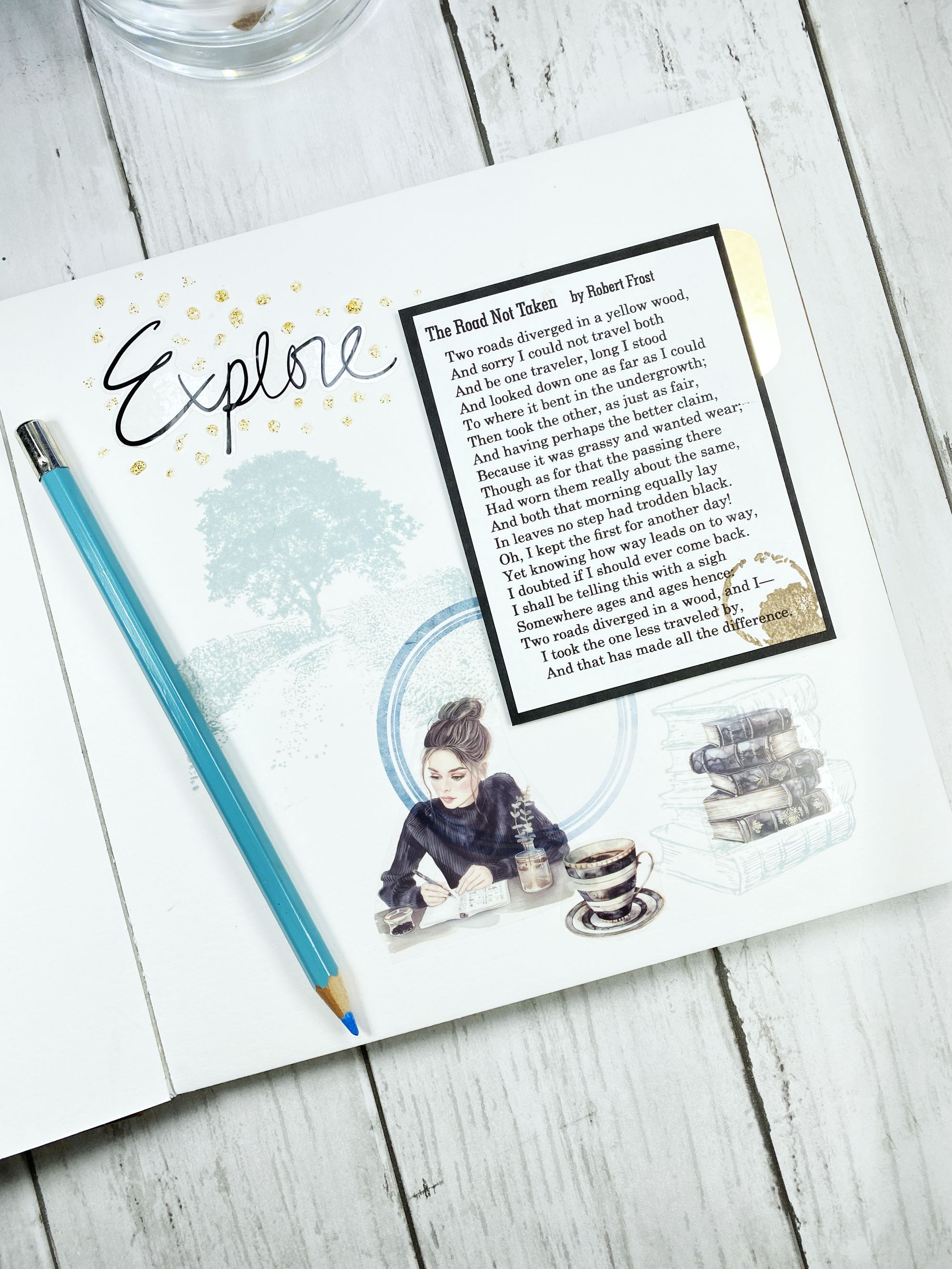 crafting winter journaling projects with rubber stamp