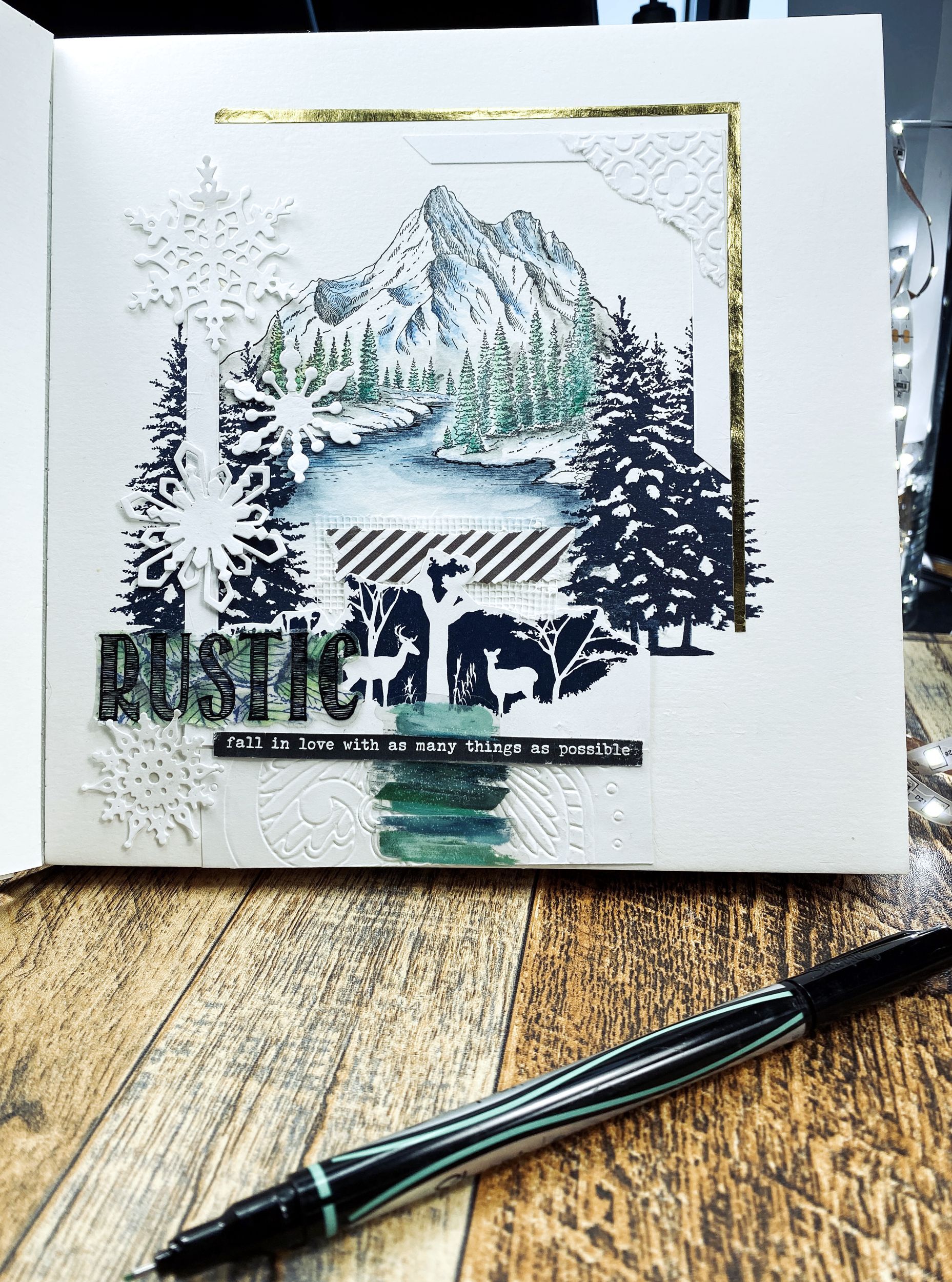 crafting winter journaling projects with rubber stamp