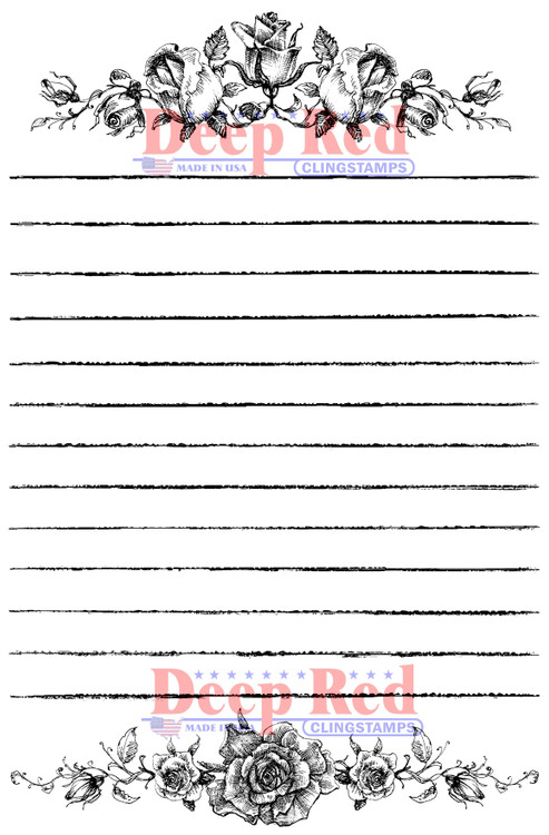 Note Journal Stamp Rose Journal Notes Rubber Cling Stamp - Deep Red Stamps