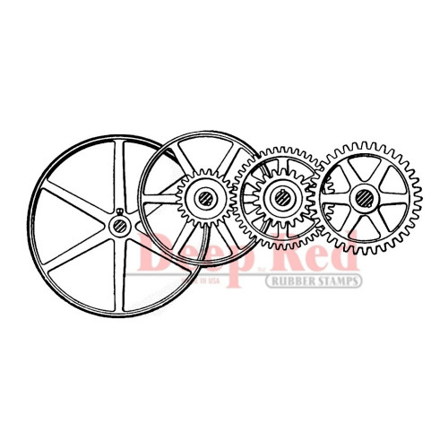 Gear Pattern Stamp Gears and Pulleys Rubber Cling Stamp