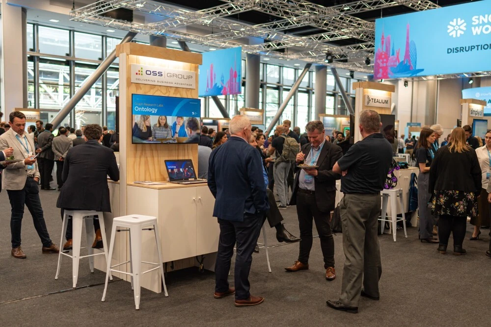 Snowflake World Tour Auckland technology event activation with branded demo stations and partner engagement areas