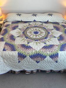 Central Split Compass Star Patchwork Amish Quilt 105x118