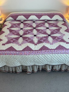 Pink Pineapple Patchwork Amish Quilt 109x115