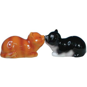 Cats Magnetic Salt and Pepper Shakers Black & Brown -Mwah! - 93402