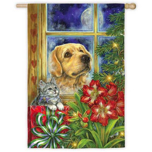 Peaceful Pet Christmas House Flag 132078