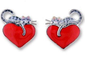 Cat Sterling Silver Post Earrings by Zarah Kitty Love - 214291