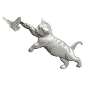 Cat Chasing Butterfly Pewter Pin 1185PP