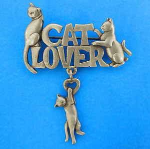 Cat Lover Pin Pewter - 1550PP