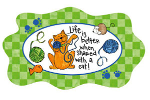 Cat theme Glass Platter "Life with Cat" - 3FP44184