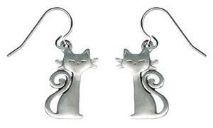 Cat with Curly Tail Drop Earrings 6016EFP