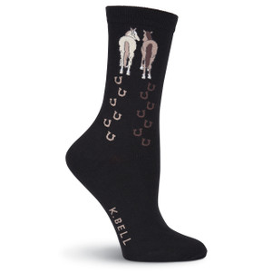 Horses Walking Black Socks 61553B