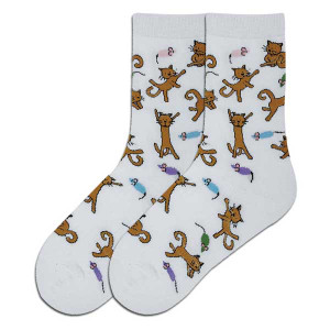Dancing Cats Socks - White - 61564W