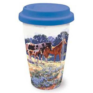 Ceramic Travel Mug April Breeze Horses 814-52