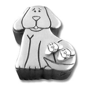 Pewter Dog Jewelry Box with Dog Post Earrings Pin Necklace  JB173