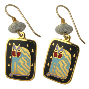 Laurel Burch "Fantasticat" Cat Drop Enamel Earrings - LB108B