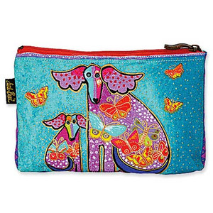 Laurel Burch Dog Cotton Canvas Cosmetic Bag "Papillon" - LB4640A