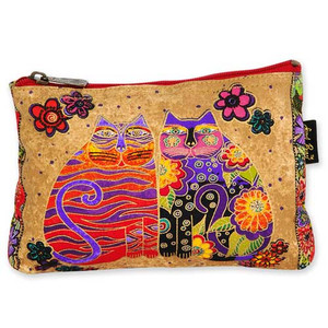 Laurel Burch Cotton Canvas Cosmetic Bag Flowering Feline- LB4880B