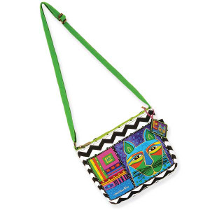 Laurel Burch Whiskered Cats Crossbody Bag Green LB5320D