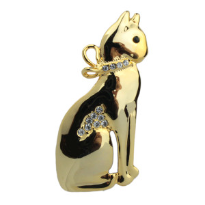 Cat Pin with Rhinestones Goldtone "Sitting Kitty" - P4892G