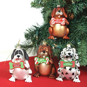 Glass Dog Christmas Ornaments 81526