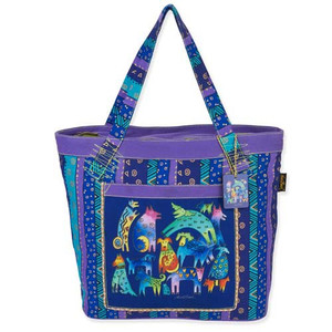 Laurel Burch Mythical Dogs Large Shoulder Tote Bag