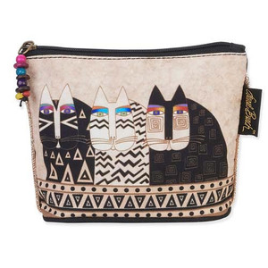Laurel Burch Feline Minis Cosmetic Clutch Pouch Cat Faces