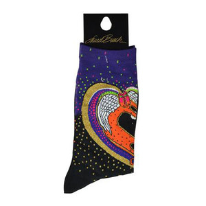 Laurel Burch Angel cat Crew Socks Black