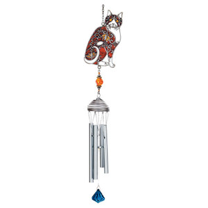 Colorful Red Cat Art Windchimes - 15526R