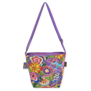 Laurel Burch Carlotta's Garden Quilted Fabric Crossbody Tote LB5572