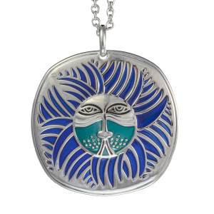 Soliel Lion Laurel Burch Necklace Blue 5000