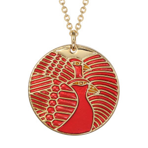Moon Doves Laurel Burch Necklace Red 5012