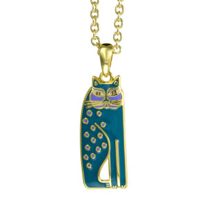 Siamese Cat Laurel Burch Necklace Green 5022