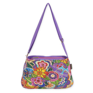 Laurel Burch Carlotta's Garden Med Crossbody Quilted Fabric Tote LB5573