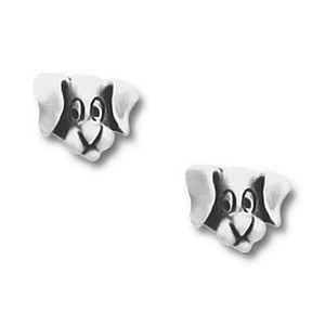 Dog Face Pewter Stud Earrings 2581EP