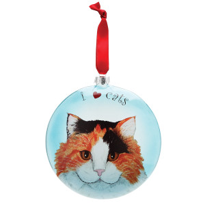 Tina Long Hair Calico 5" Glass Cat Christmas Ornament 45411