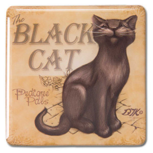 Black Cat Square Cat Magnet 46068