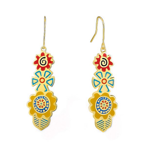 Multi Colors Blossoms Laurel Burch Earrings - 5096