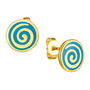Teal Swirl Stud Post Laurel Burch Earrings - 6041