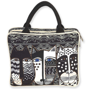 Laurel Burch Large Cosmetic Bag Wild Cat Black White