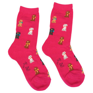 Playful Pups Dog Theme Socks - Fuchsia - KB61648-P