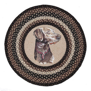 Dakota Round Patch Jute Dog Rug 27" RP-313 - Brown/Black